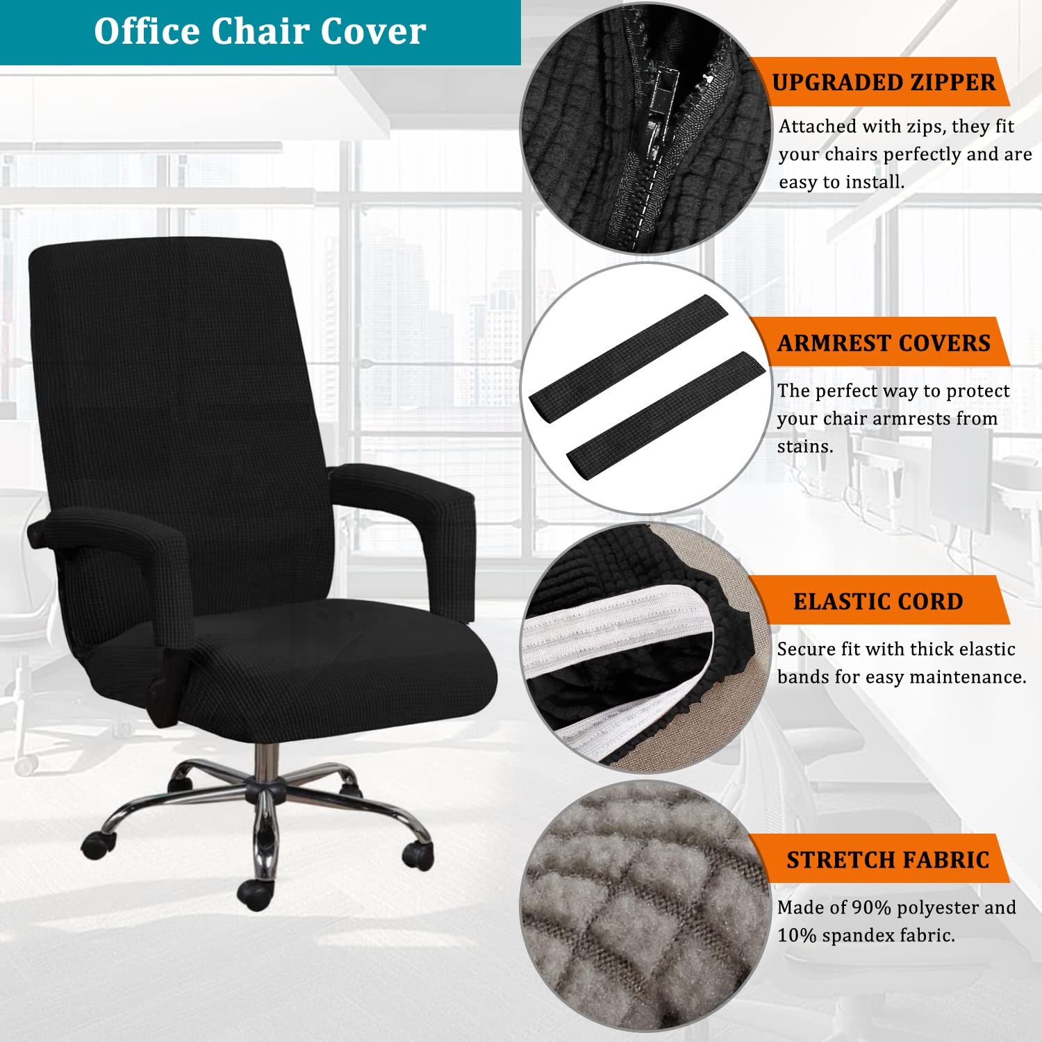 KAYBTNT Copri Sedia da Ufficio, Coprisedia Ufficio Elasticizzato Universali con Copri Braccioli, Copertura da Ufficio Computer Ergonomico, Fodera Sedia Ufficio Schienale Alto,Cachi,Large