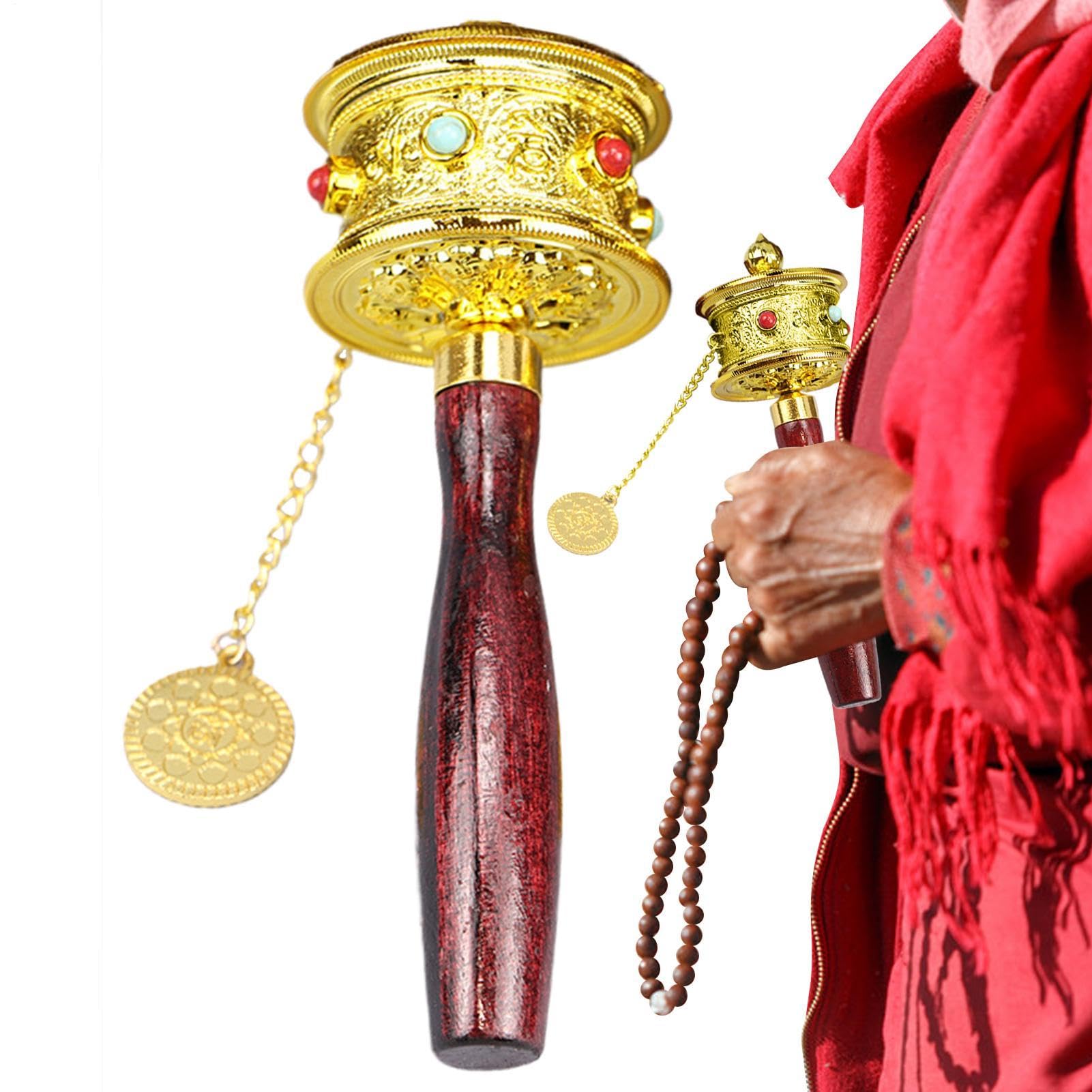 Ruota Di Preghiera A Mano - Ruota Di Preghiera Buddista Tibetana, Strumento Di Meditazione Portatile, Cilindro Di Mantra Sacro, Dispositivo Di Benedizione Religiosa | Strumento Portatile Per La Pratic