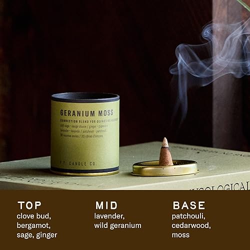 Miniatura 3 de P.F. Candle Co. Enoki Cedar Alchemy - Conos de incienso perfumados sumergidos a mano (recipiente de 30) 20 minutos de tiempo de combustión, a base