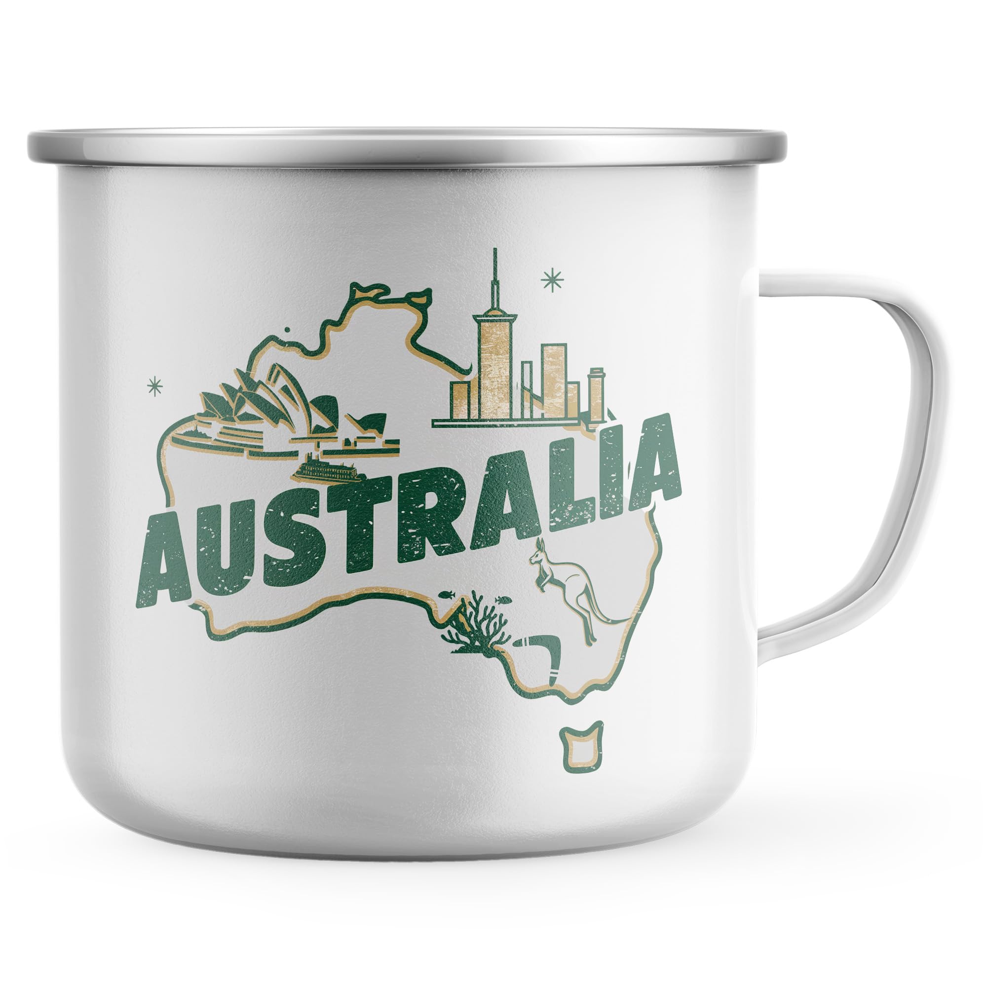 Purple Print House Country of Australia Enamel Mug Australian Travel Outdoor Tea Coffee Cup Gift Men Women Christmas Stocking Filler