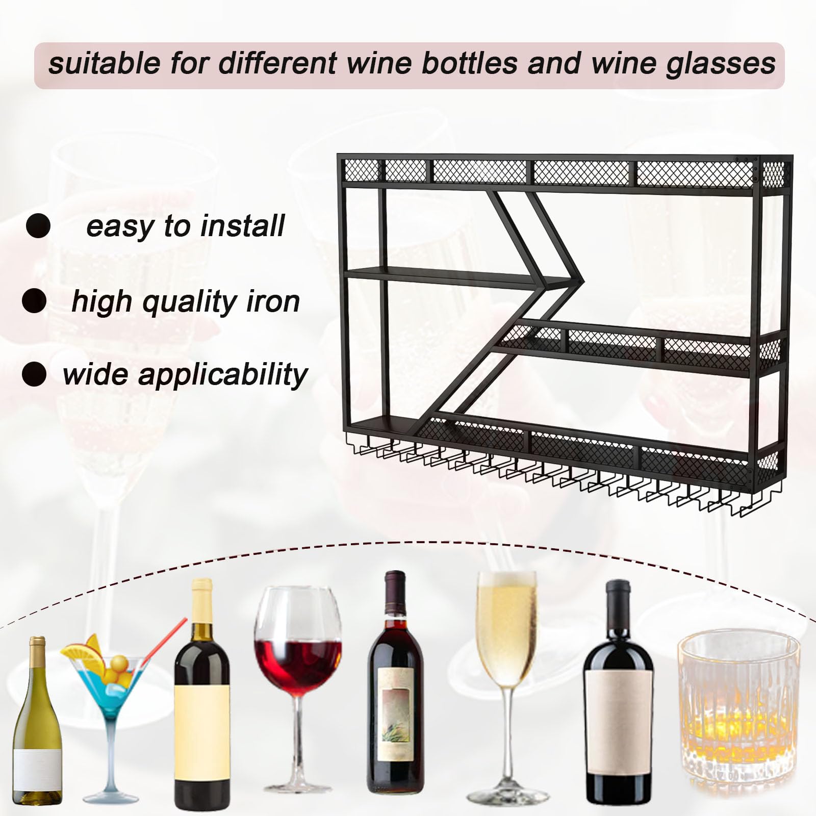 Diamond Wall Rack Diamond Shaped Wine Rack Wall Mounted Wine Rack - 3-Tier Diamond Design ...