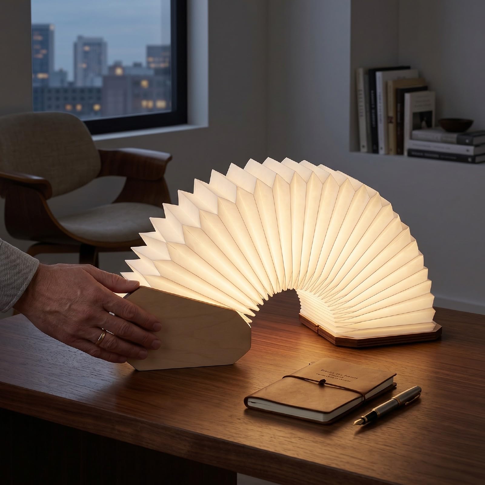 Dpofirs Lámpara de Libro de Madera, Lámpara Portátil Recargable por USB con Luz Blanca Cálida Ajustable y Diseño Plegable para Decoración de Escritorio de Noche y Lectura Nocturna (arce blanco)