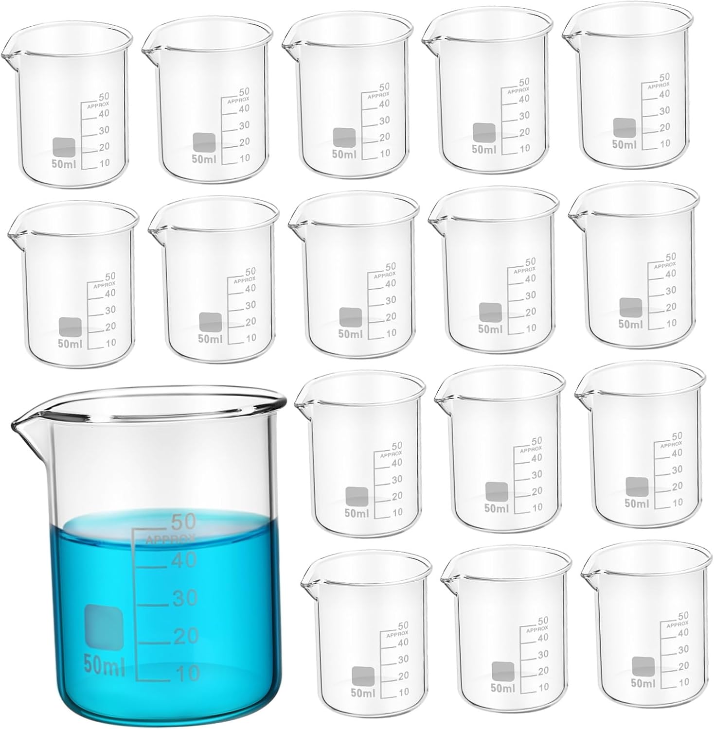 20pcs Accurate Graduated Lab Beakers Glassware Spout Science Experiment Beakers Laboratory Glassware