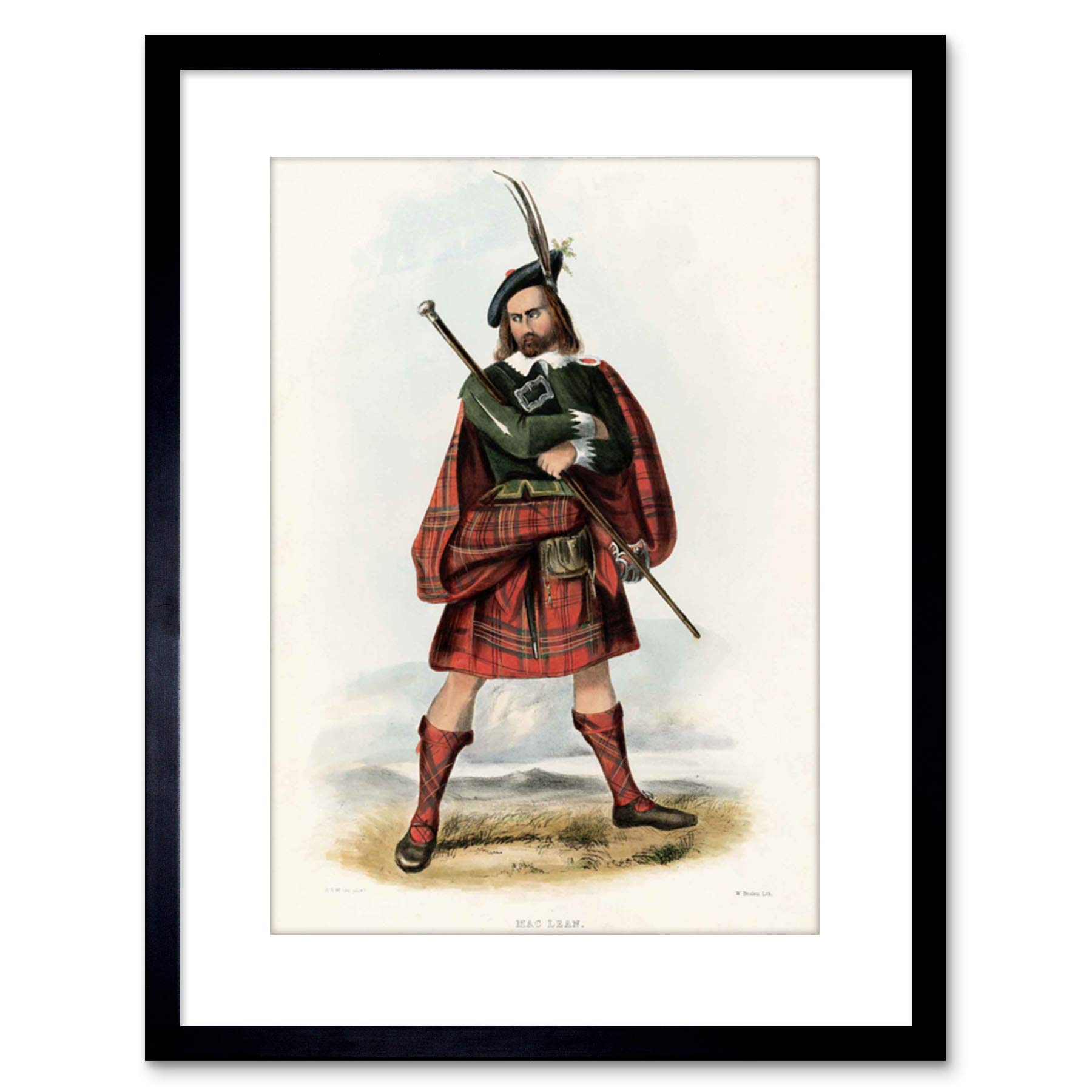 Wee Blue Coo PAINTING PORTRAIT HIGHLAND CLAN SCOTLAND TARTAN MACLEAN FRAMED PRINT F97X4939