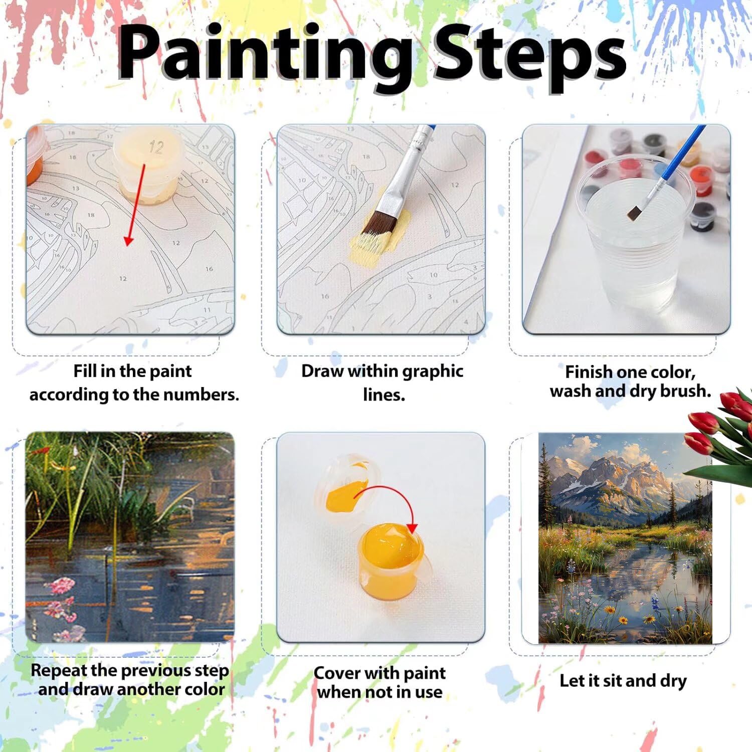 Pintar por Numeros Adultos pintar por numeros niños manualidades niños 10 años, DIY Pintar por Números de Pincel y Pintura acrílica Decoraciones para el Hogar Manualidades, sin Marco 60x80cm C-134