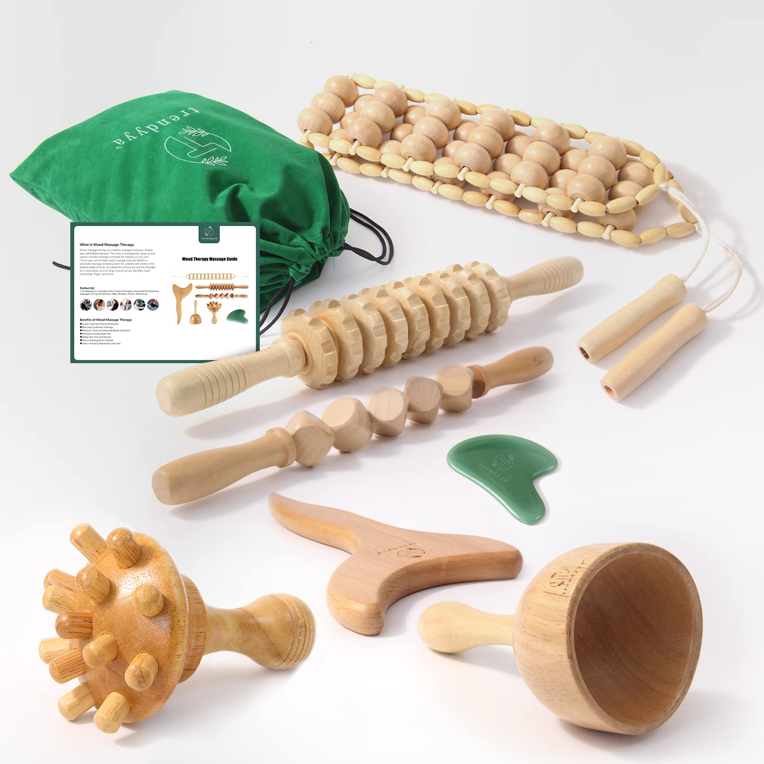 TRENDYYA – 6 in 1 Wood Therapy Massage Tools, Maderoterapia Kit Colombiana, Wood Therapy Tools for Body Shaping, Anti-Cellulite, Lymphatic Drainage, Body Sculpting and Contouring