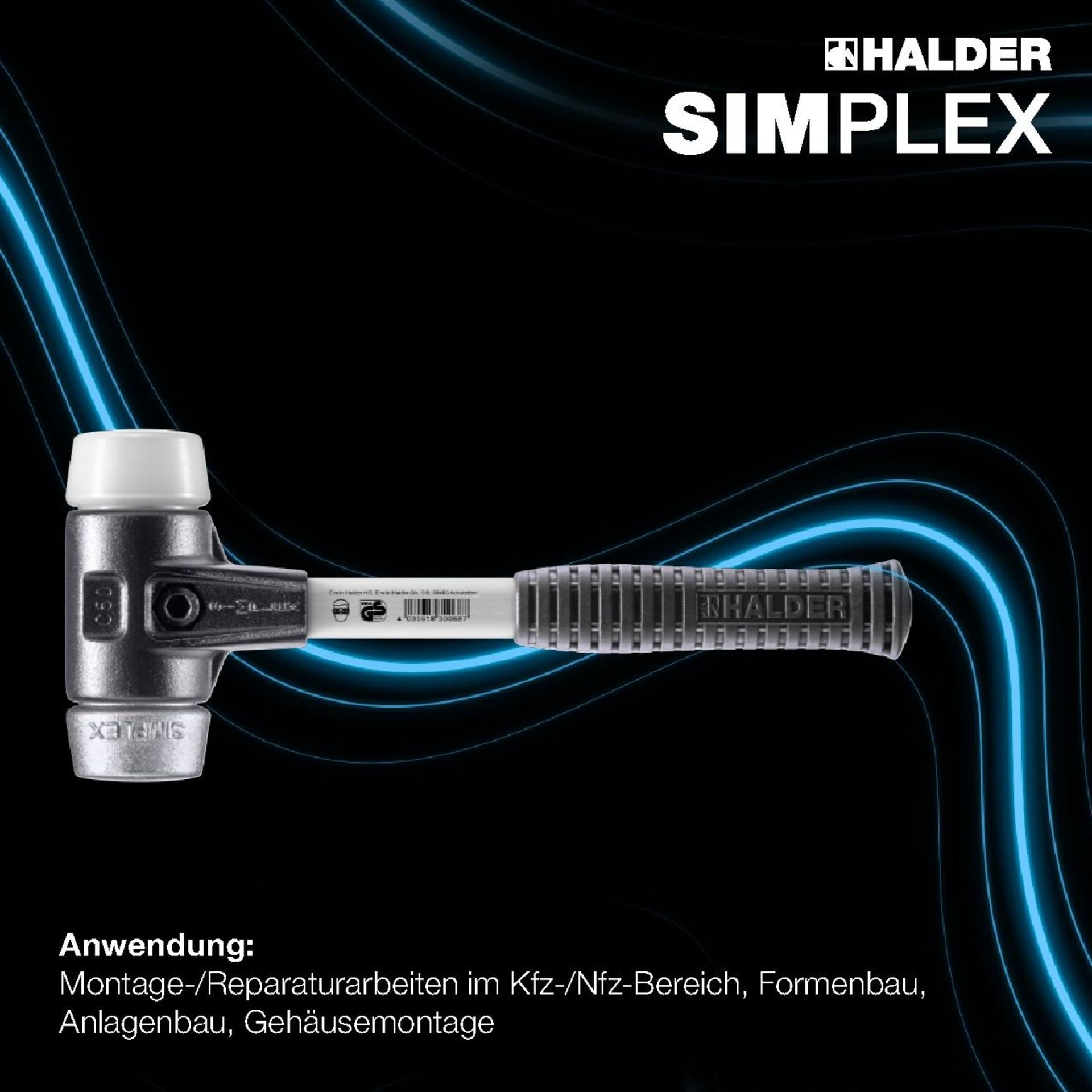 SIMPLEX-Schonhammer, Superplastik/Weichmetall; mit verstärktem Tempergussgehäuse und Fiberglasstiel | D=30 mm | 3779.030