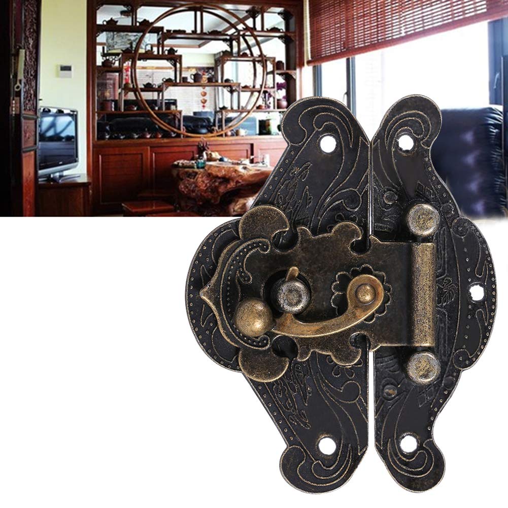 Serratura antica, con chiusura a scatto Chiusura fermaglio viti per contenitore di gioielli in legno (82 * 65mm)