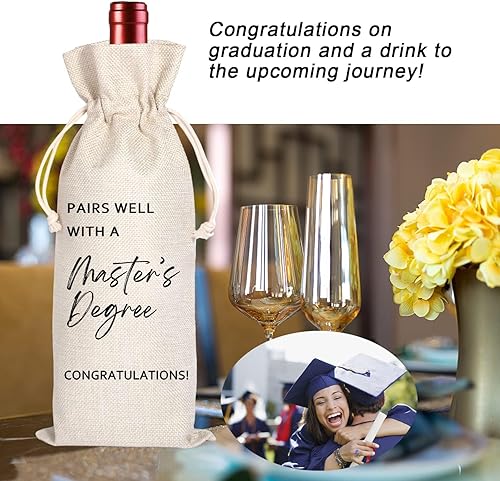 Miniatura 4 de Maydvdv Combina bien con una bolsa de vino de maestría  Regalo de maestría  Bolsa de vino de graduación  Regalo divertido de graduación  Regalo para