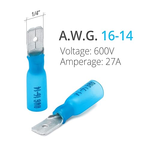 Miniatura 8 de Wirefy 90 conectores de pala termorretráctiles - Conectores de cable de 3 vías - Conectores de doble pala - Terminales de desconexión rápida -
