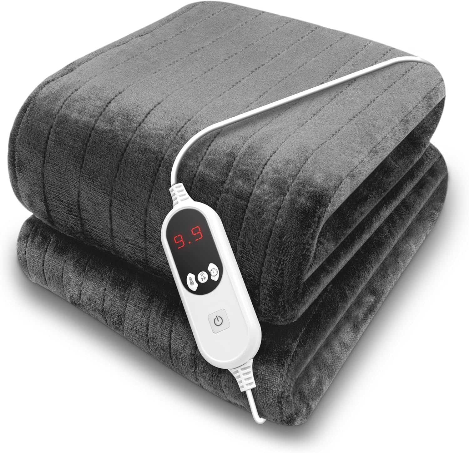Purus Deluxe Grey Xl Electric Throw Heated Double Over Electric Blanket Soft Fleece 9 Heat & 12 Timer Settings from B&Q