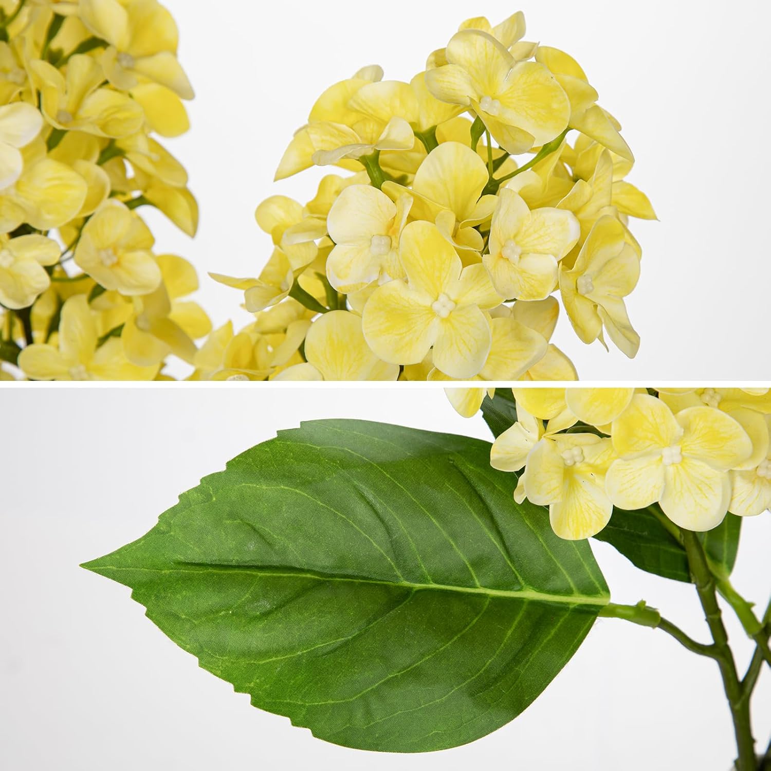 Artificial Hydrangea Flowers Real Touch – 3PCS 24.8" Faux Cone Hydrangea Stems for Tall Vases, Home Décor, Wedding Centerpieces, Floral Arrangements – Butter Yellow - Image 6