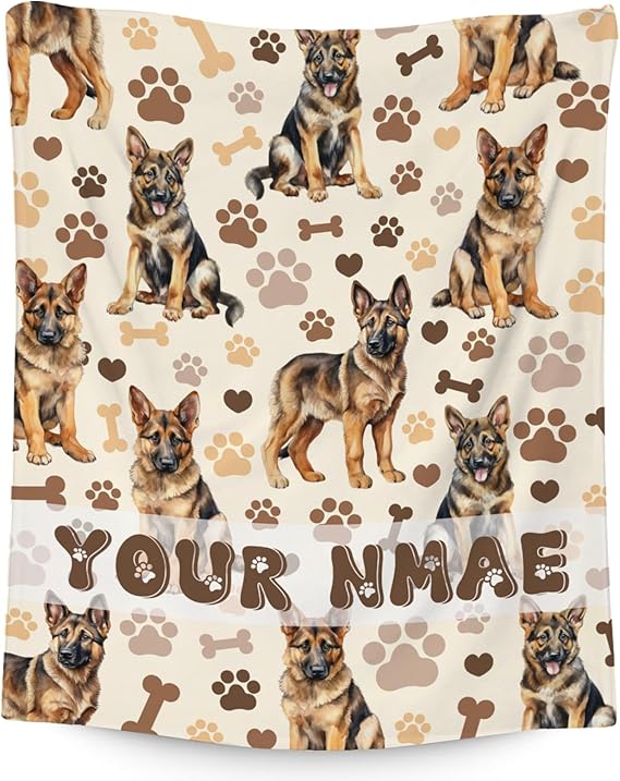 Custom German Shepherd Blanket with Women Men, 60x80 Inches Blanket with Dogs on it, Cozy Soft Throw Gifts for Dog Lovers, Cute Flannel Throw Blankets for Bed Couch