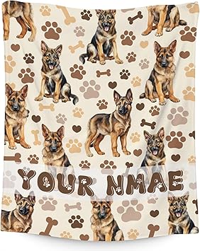 Custom German Shepherd Blanket with Women Men, 60x80 Inches Blanket with Dogs on it, Cozy Soft Throw Gifts for Dog Lovers, Cute Flannel Throw Blankets for Bed Couch