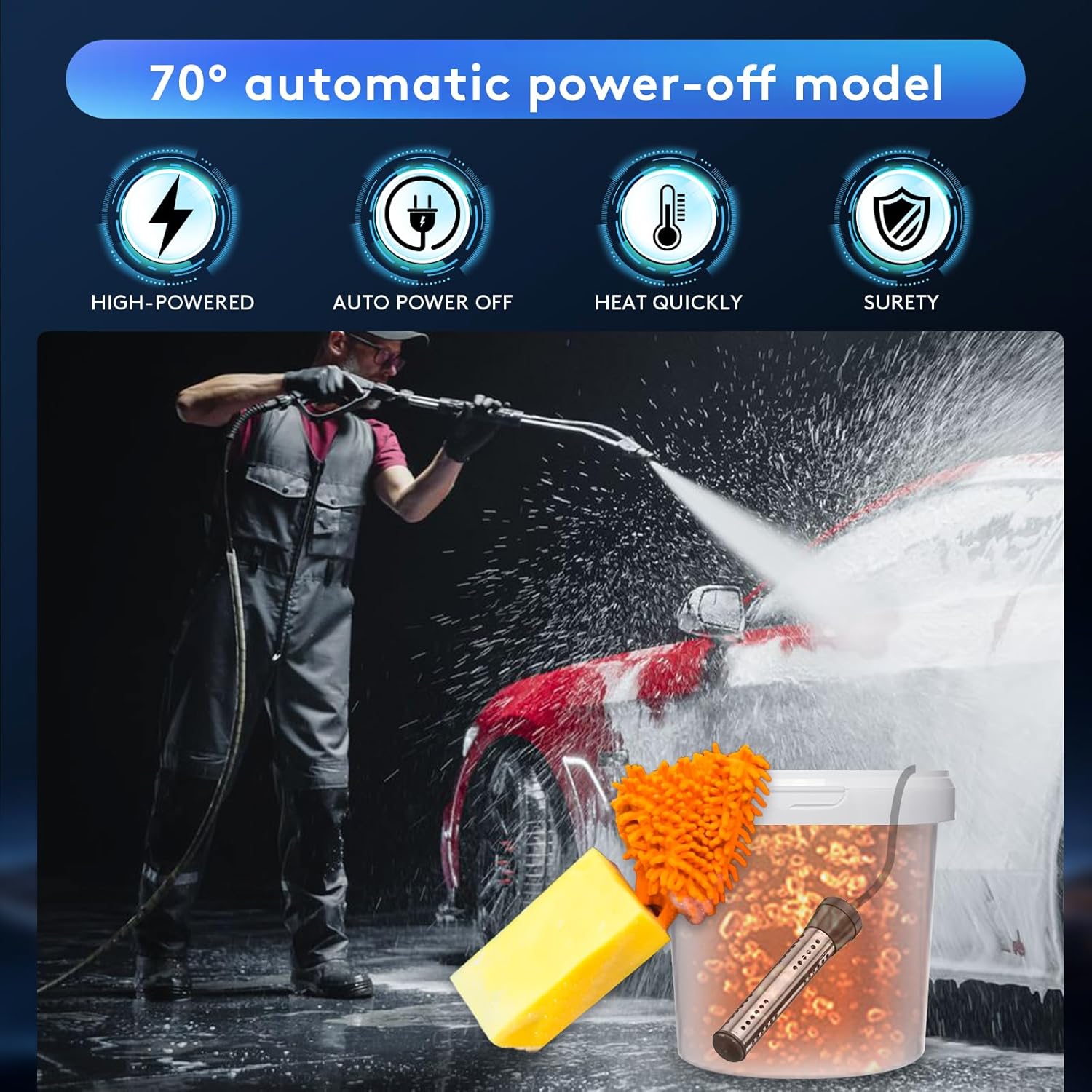 Water Heater and Immersion Water Heater Switch Control- Dry Burn Protection for Bucket Heater,Bathtub Heater, Pool Heater,Bucket Heater 5 Gallon 2000W-Water Heater Electric