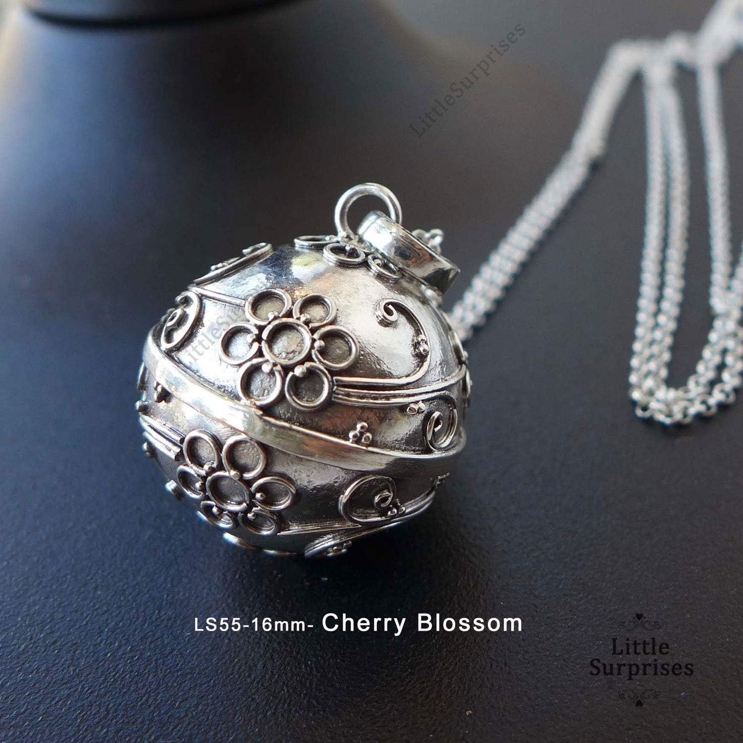 16mm Relaxation Calming Chime Sound Angel Caller Bali Sterling Silver Harmony Ball 20" 24" 30" Necklace LS57