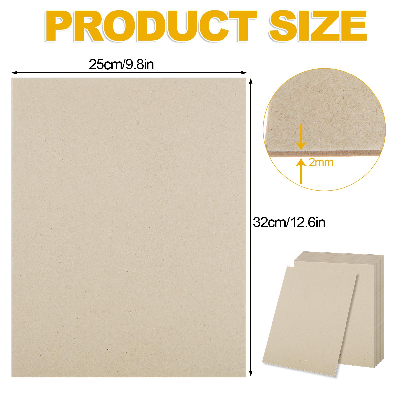 25 Pack Book Board 10x12.5 Inch, Thick Grey Binders Board Chipboard Card Board Sheet 2mm 80PT, Kraft Heavy Duty Chipboard Bookbinding Supplies for Book Binding Cover