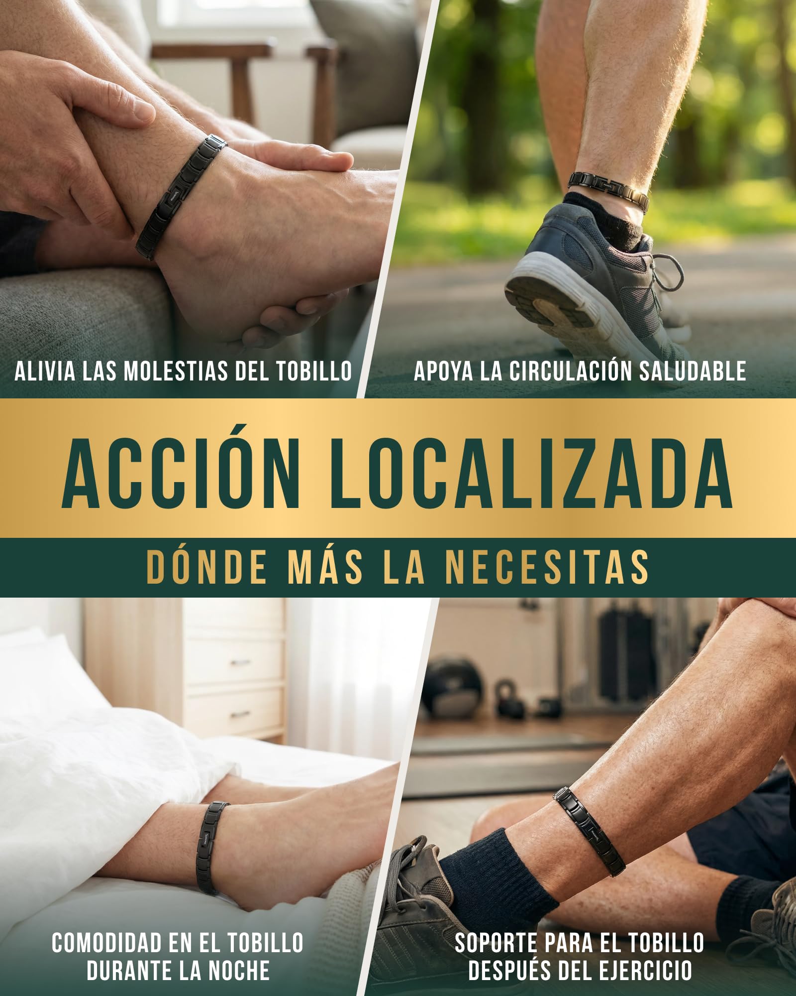 MagnetRX® Tobillera Magnética Terapéutica - Tobillera Hombre con Imanes Magnetoterapia para el Alivio de la Artritis -Tamaño Ajustable con Herramienta Incluida (Negra)