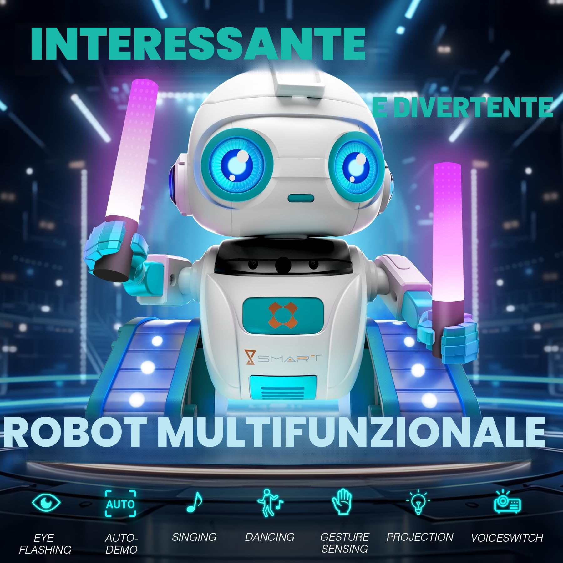 Subtail Robot Bambini - Funzione di Proiezione Innovativa - Robot Telecomandato con Controllo Gestuale - Giochi Bambini 3 4 5 6 7 8 Anni - Robot Regalo Giocattoli per Bambini e Bambine di 3-12 Anni