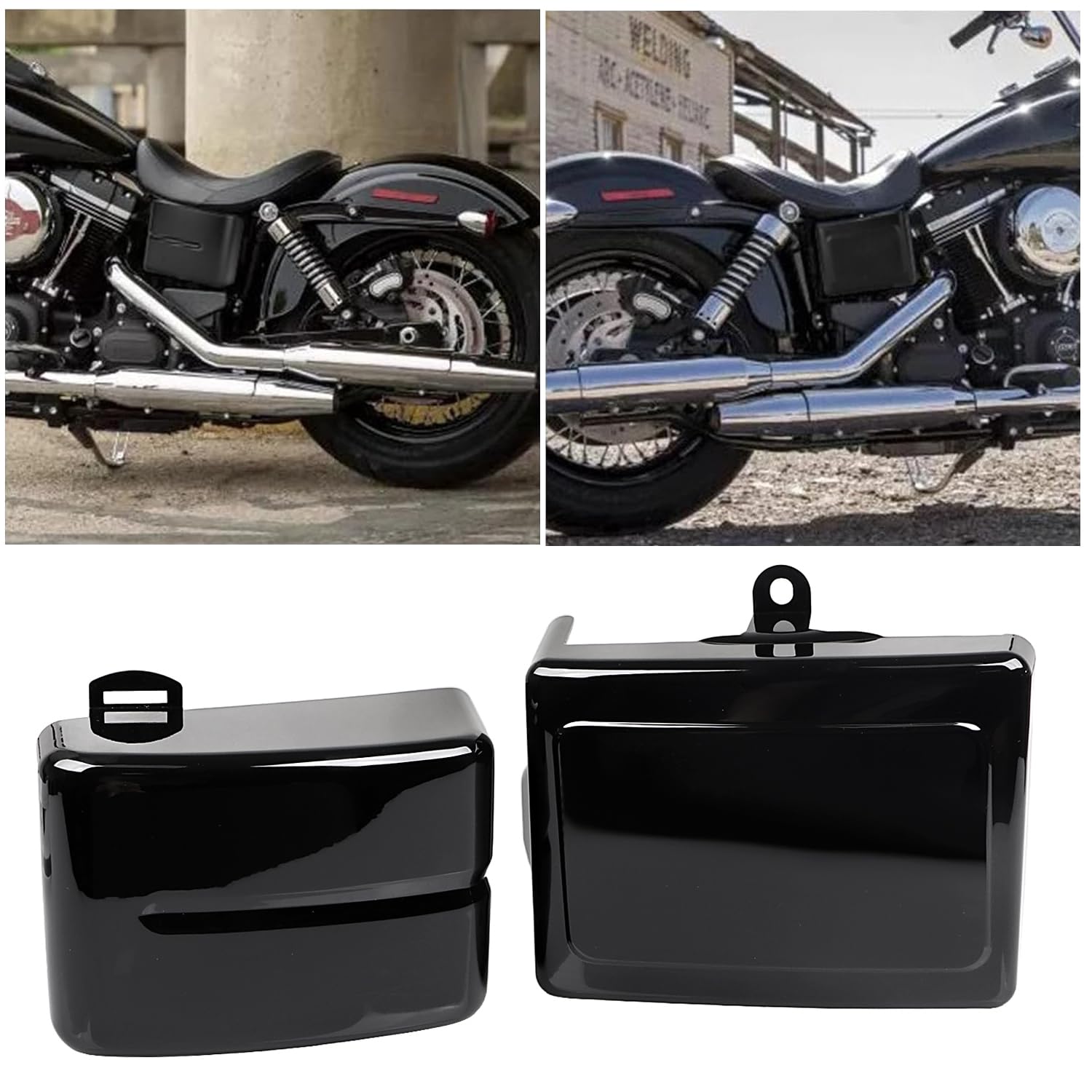 Pannello di copertura della batteria laterale nero Per Harley Dyna Fat Bob Street Bob Super Glide Wide Glide Switchback 2006-2017
