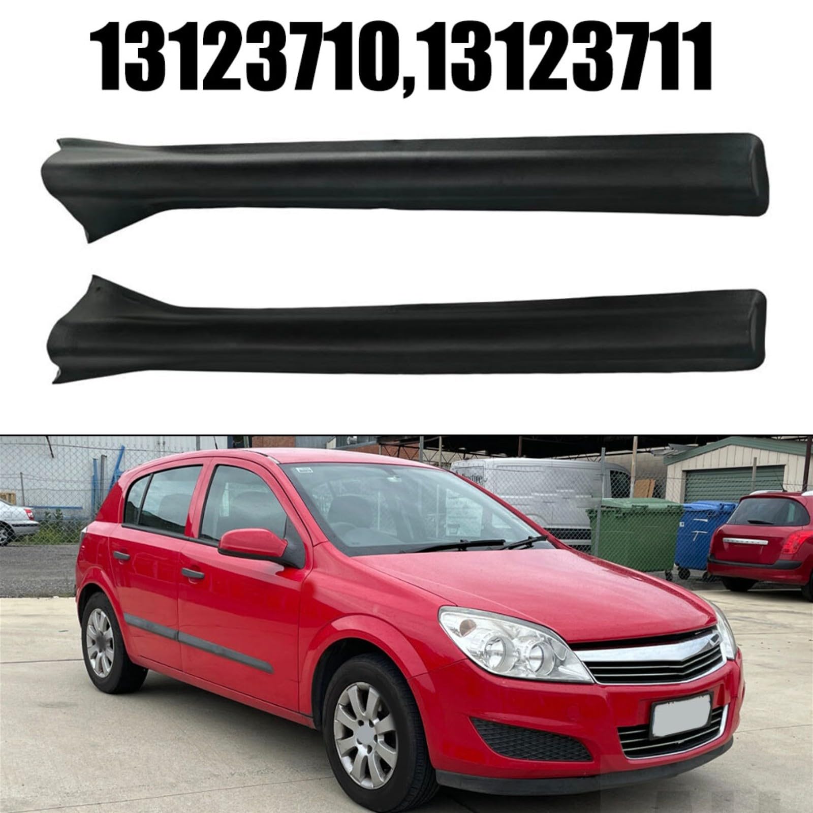Set di 2 strisce di tenuta per montante B per Opel Astra H (2004-2010) e Opel Astra H (OEM 13123710/13123711), materiale ABS, nero