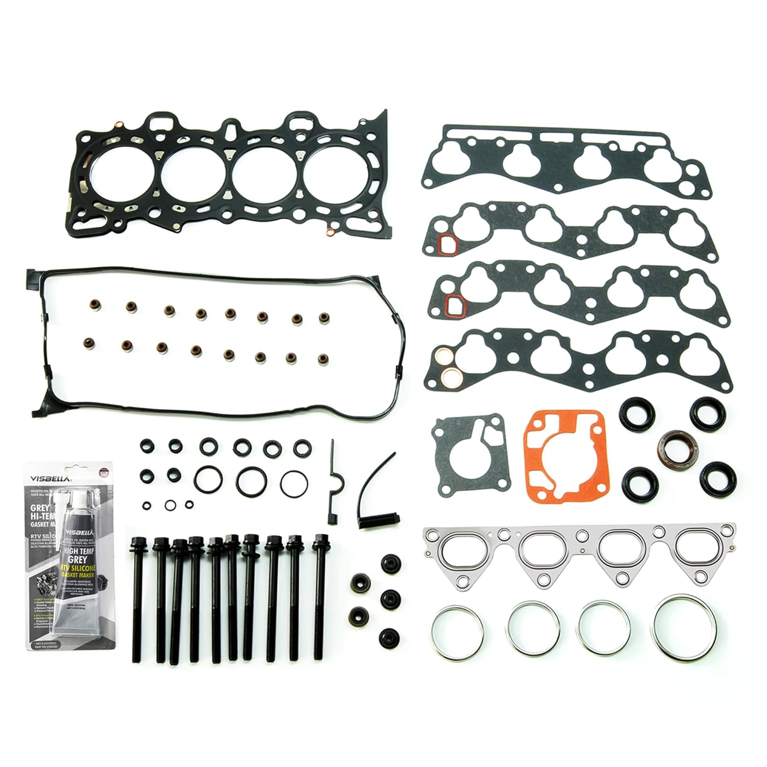 Partsflow Engine Head Gasket Set W/ 10 Head Bolts for Honda Civic DEL SOL S,SOL Si 1996-1997 for Honda Civic GX 1998-2000 for Honda Civic CX,DX,LX,EX,HX 1996-2000 1.6L D16Y7 D16Y8 D16B5 D16Y5
