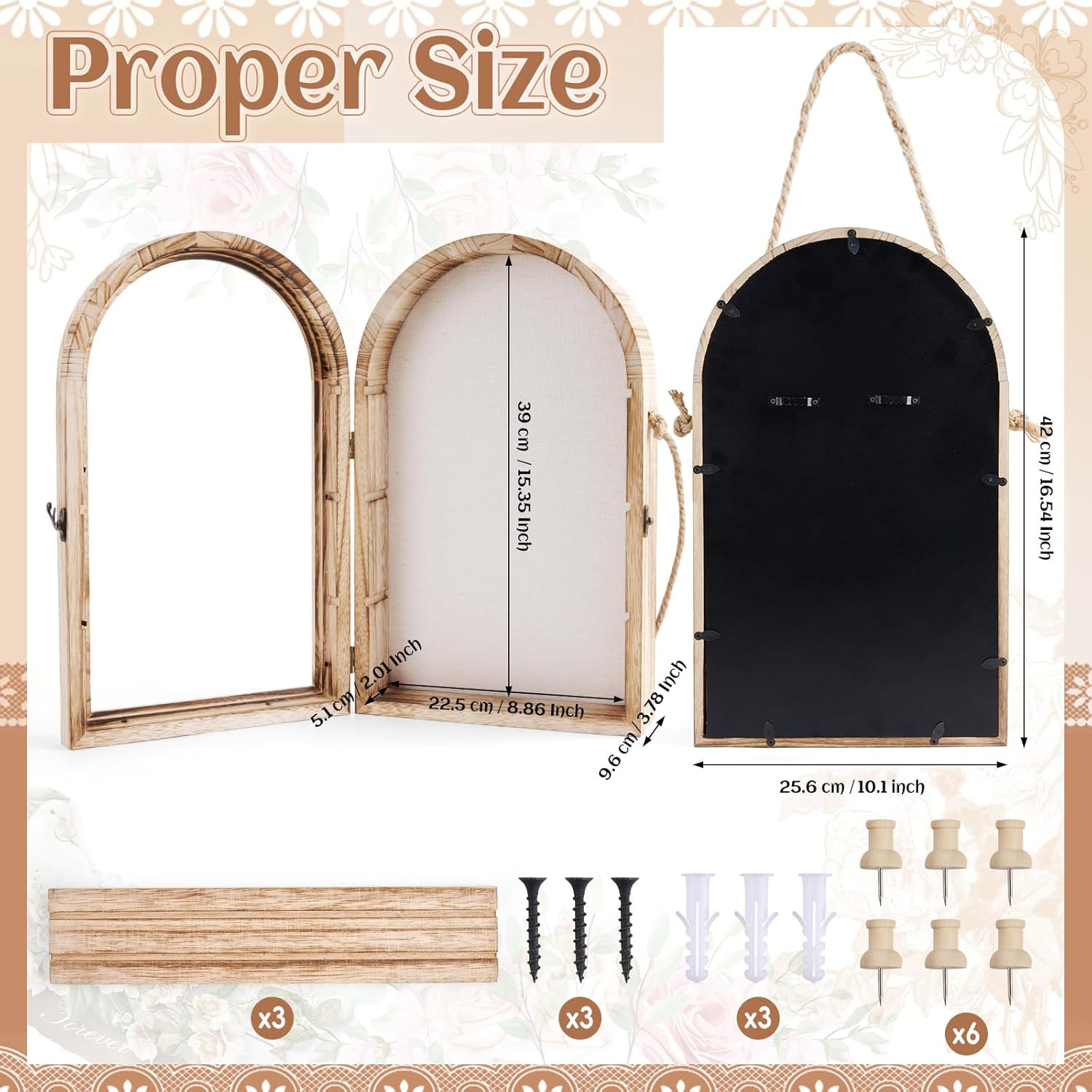 Shadow Box Frame 10x16 Large Arched Memory Display Case with Linen Back Removable Shelves & Acrylic Front, Keepsake Picture Frame for Bouquet, Photos, Medals & Memorabilia, Memorial Gift