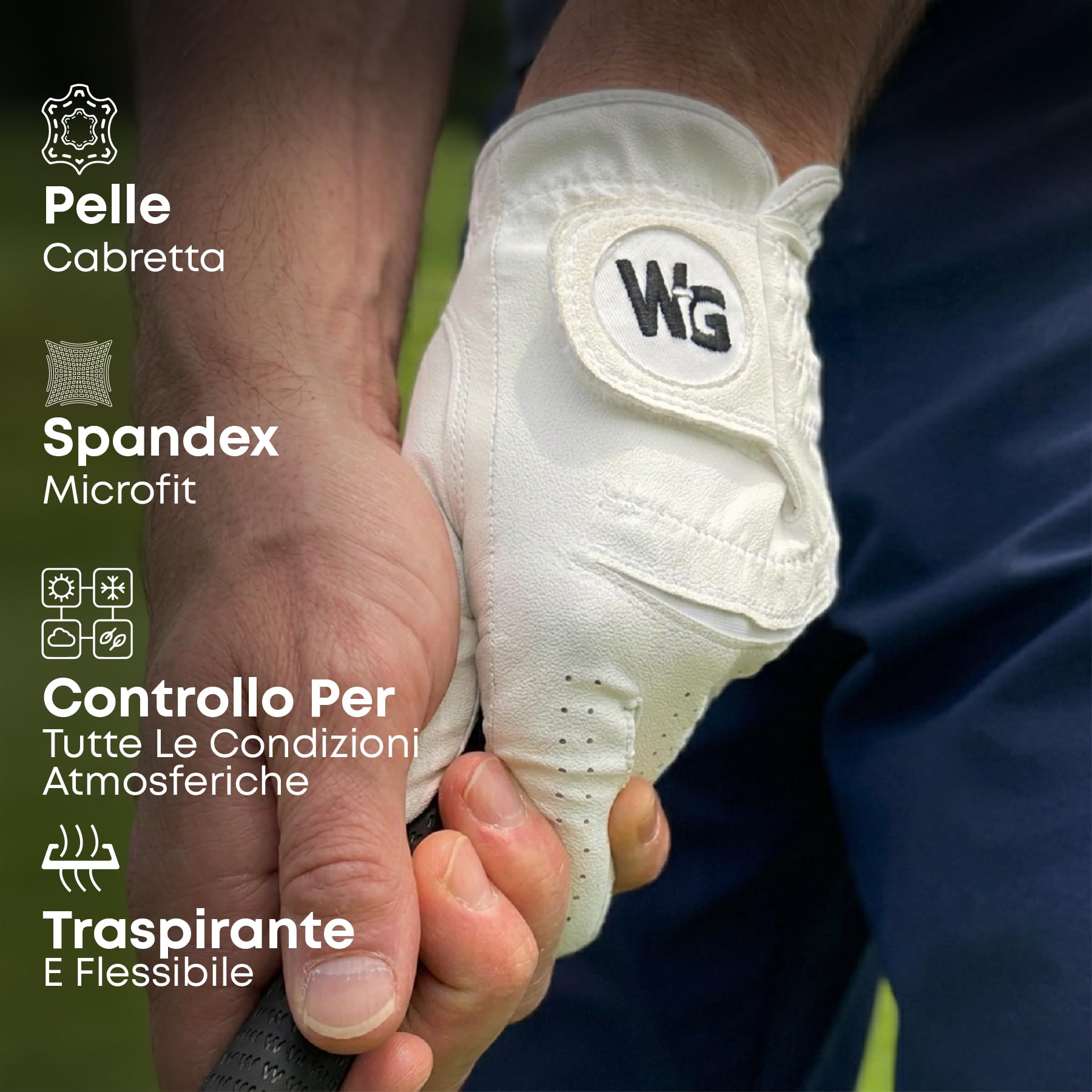 Guanti da golf da uomo in pelle cabretta Wedge Guys Flex Premium Cabretta con retro elastico in spandex Microfit