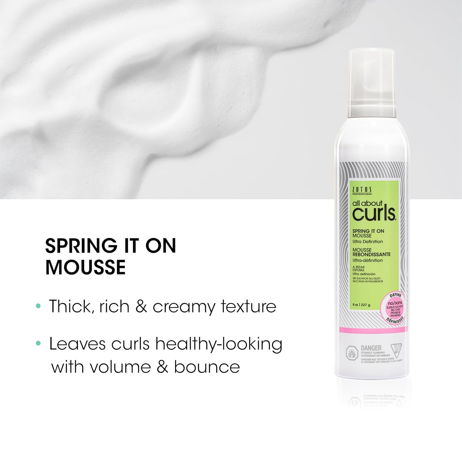 ALL ABOUT CURLS Spring It On Mousse, Ultra Definition, Strengthens & Protects, Vegan & Cruelty Free, Sulfate Free, 8 Fl Oz - Image 3
