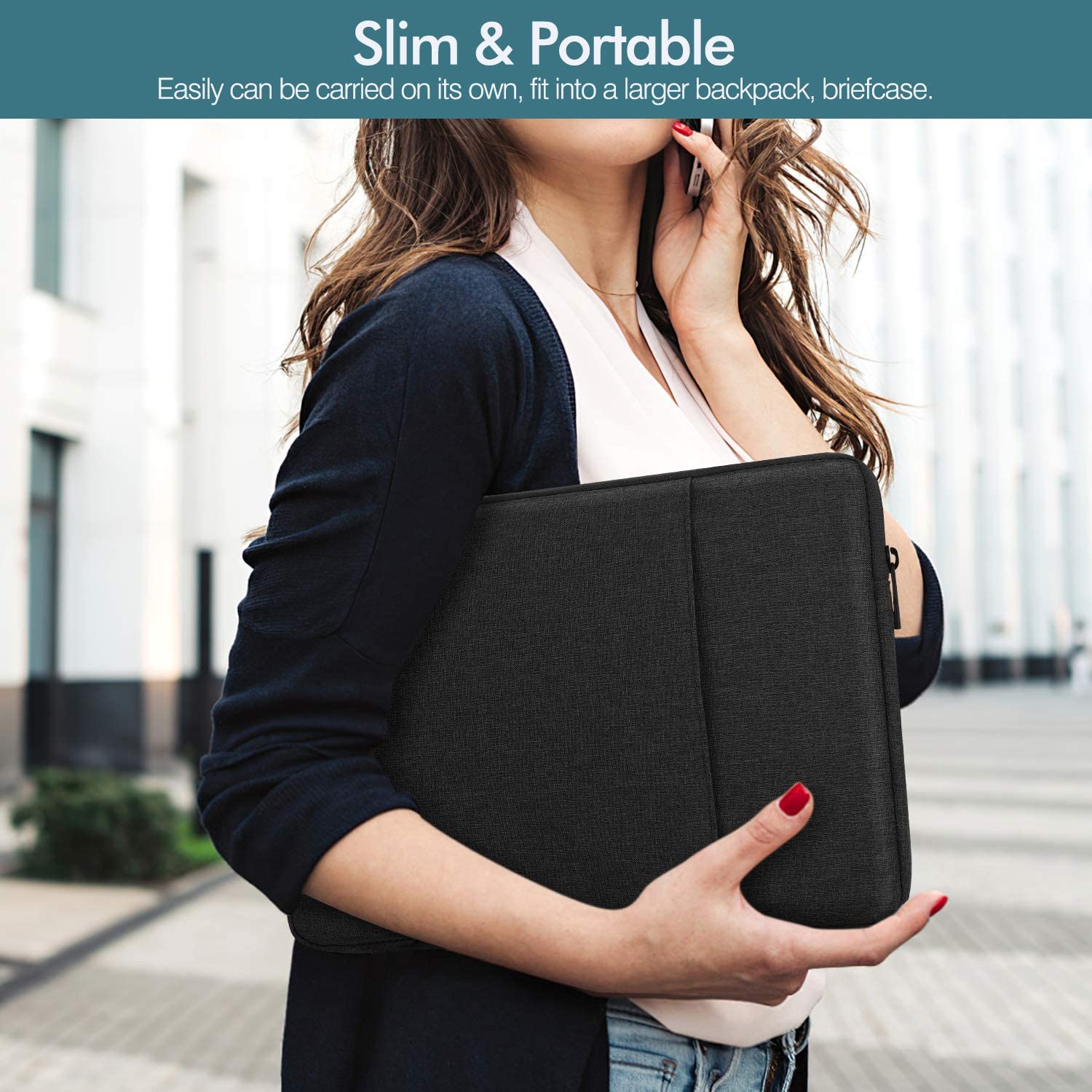 MOCA 13" Inch Laptop Sleeve Bag Pouch for MacBook Pro 14 M1 M2 M3 / MacBook Pro 13 inch/MacBook Air 13 inch/Xps, Pavilion 13 inch Universal Laptop Sleeve Bag Case (Black) 14