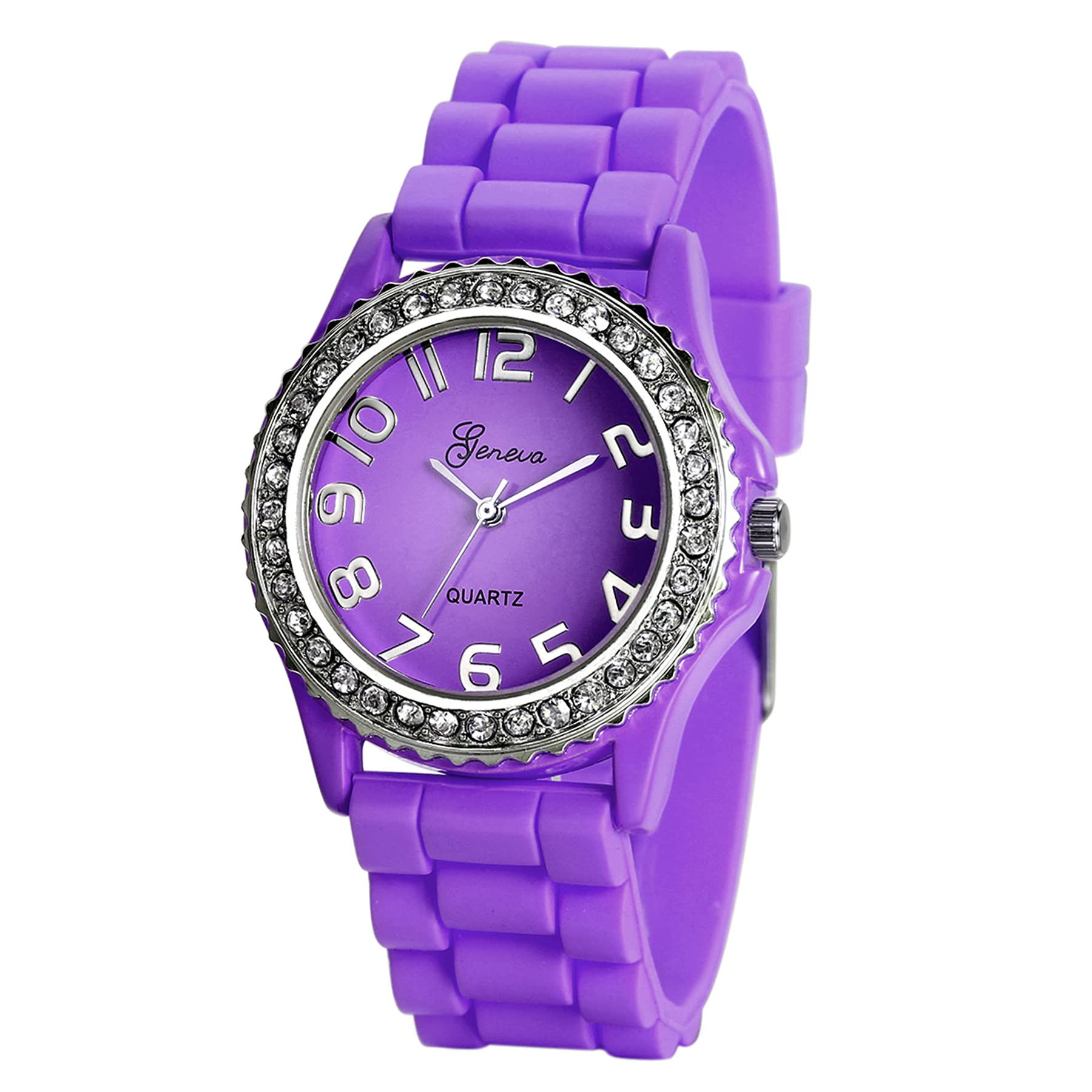 AvanerWomen's Silicone Rhinestones Watches Analog Quartz Silicone Strap Bling Wristwatch