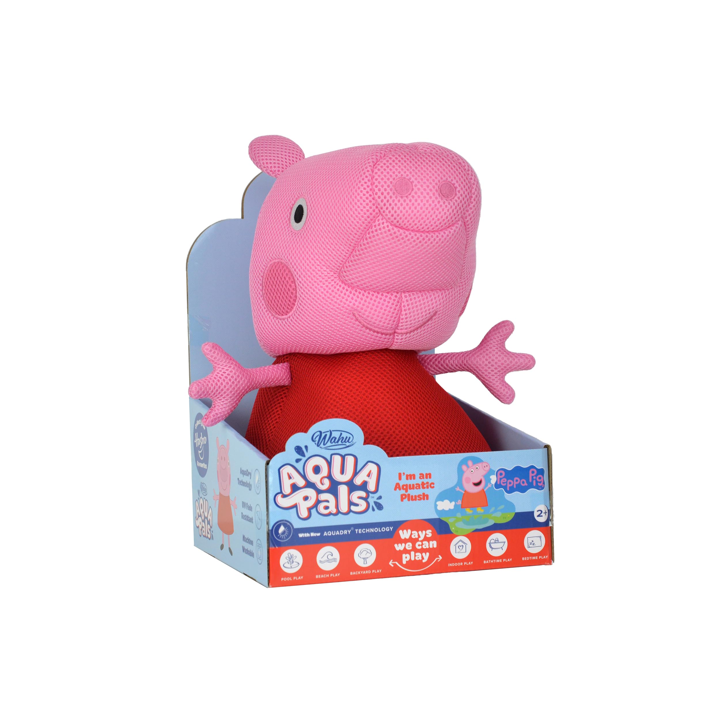 WAHU - Aqua Pals - Peppa Pig - Juguete de Peluche Acuático para Niños de 2 Años en Adelante - Secado Rápido - Peluche Impermeable para Juegos en la Piscina y Bañera - Fácil de Limpiar - 38 cm