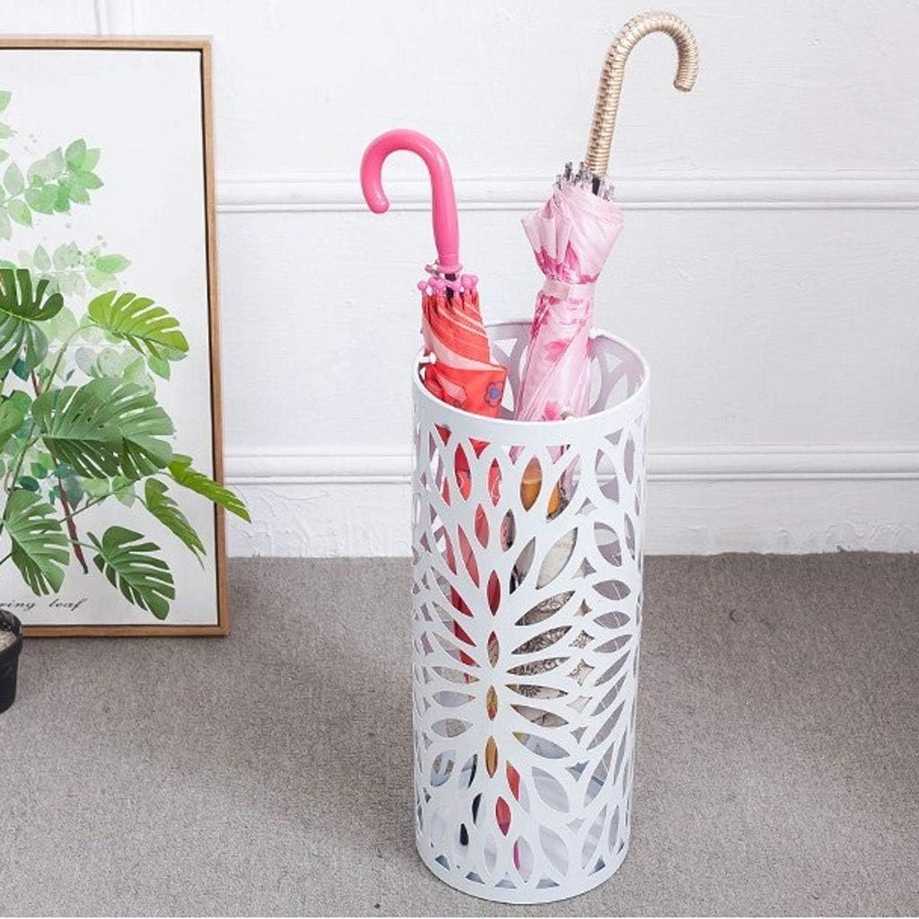 Home Umbrella Stand Rack, Iron Storage Bucket, Metal Umbrella Holder, Round Umbrella Stand Rack, with Drip Tray(Onecolor)