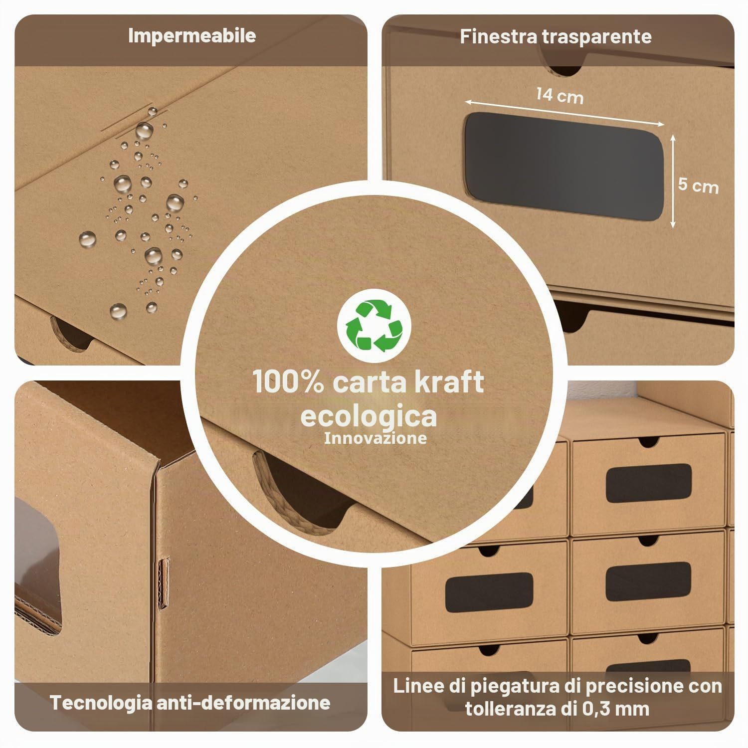 Scatole portaoggetti con finestra di visualizzazione, set da 10, 33 x 30 x 35 cm, Scatole per scarpe impilabili in cartone, Scatola per scarpe Scatola per giocattoli Contenitore per accessori