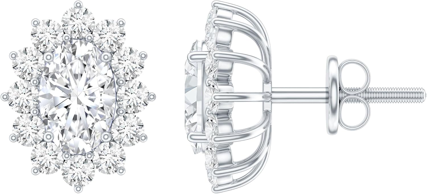 Certified 1.4 Carat Moissanite Earrings In Silver, D-Vs1 Quality, Moissanite Stud Earrings - Gift For Special Occasions