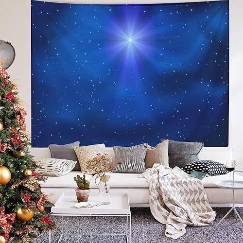 Miniatura 3 de Gesmatic Tapiz popular, tapiz de arte de pared de 60 x 50 pulgadas, brillante estrella de Navidad, cielo nocturno, arte de pared, arte de pared para