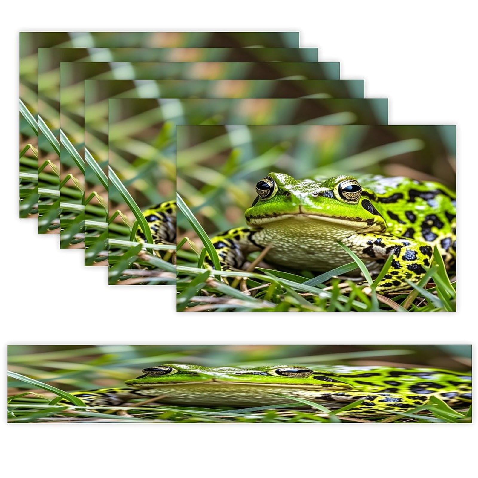 Frog Table Runner and Placemats Set of 6 Stain Resistant Heat Resistant Place Mats for Kitchen Dining Table Mats Long Table Runner Modern Art Dining Decor for Daily Use