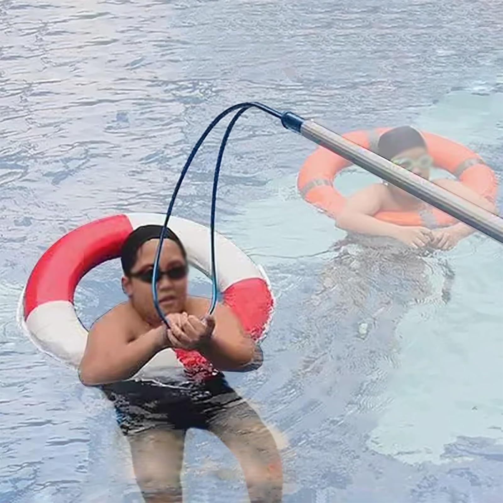 MSHGSKU Telescopic Rescue Hook for Water Safety, Aluminum Pole with Adjustable Length for Pool and Beach Emergency Rescue Operations