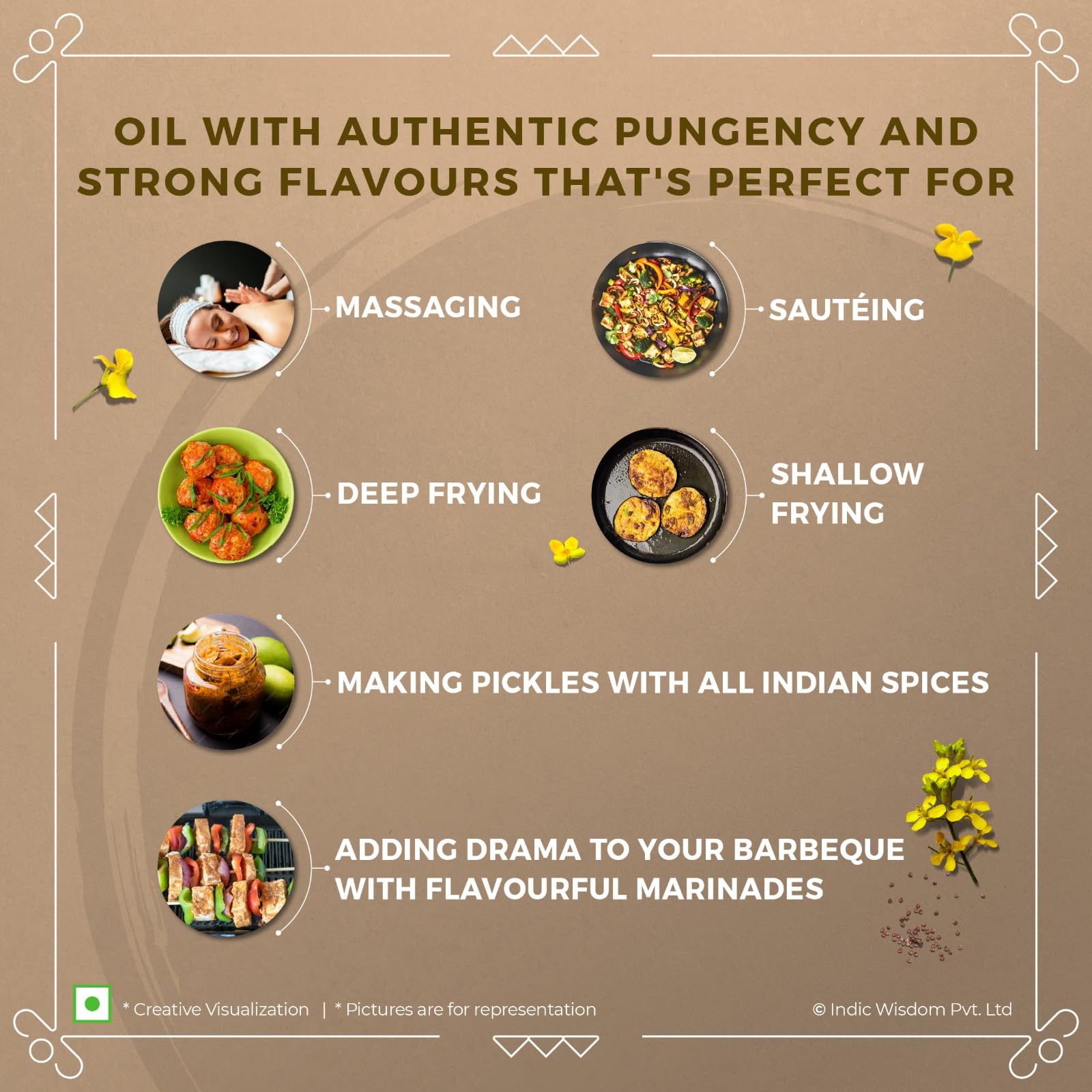 IndicWisdom Cold Pressed Mustard Oil 1 Liter, Pure & Unrefined Sarson Oil - Image 6 thumbnail