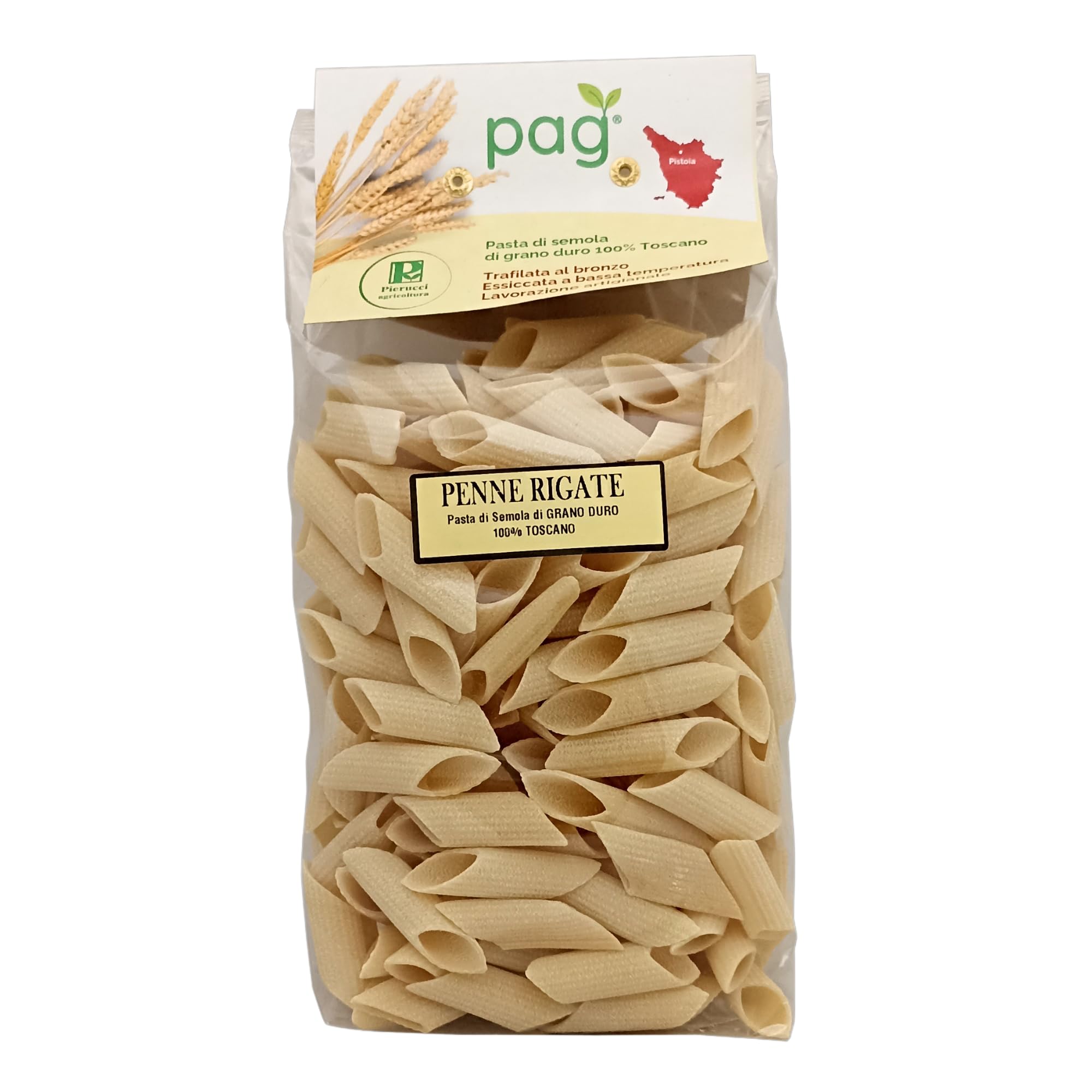 Pag Penne rigate - Pasta artigianale toscana Trafilata al bronzo 100% Grano italiano - 12 confezioni da 500 g