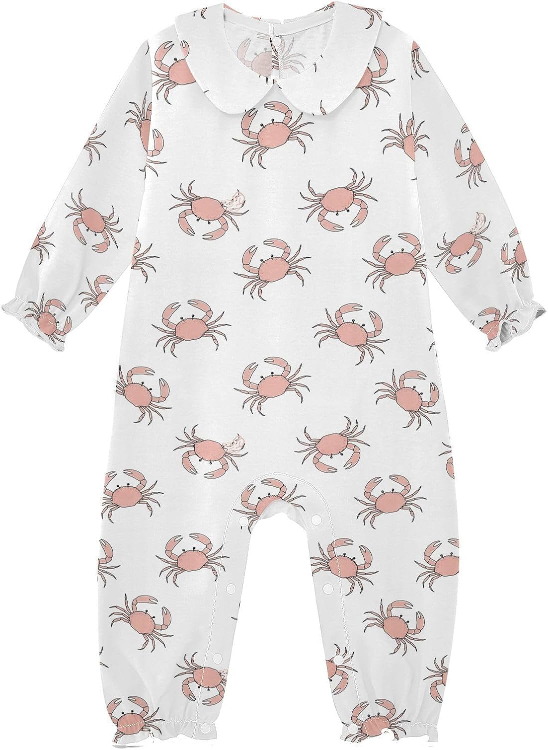 Emelivor White Crabs Seafood Baby Girl Romper Clothes One Piece Playsuit for Baby Girl Winter Long Sleeve Outfits,3M
