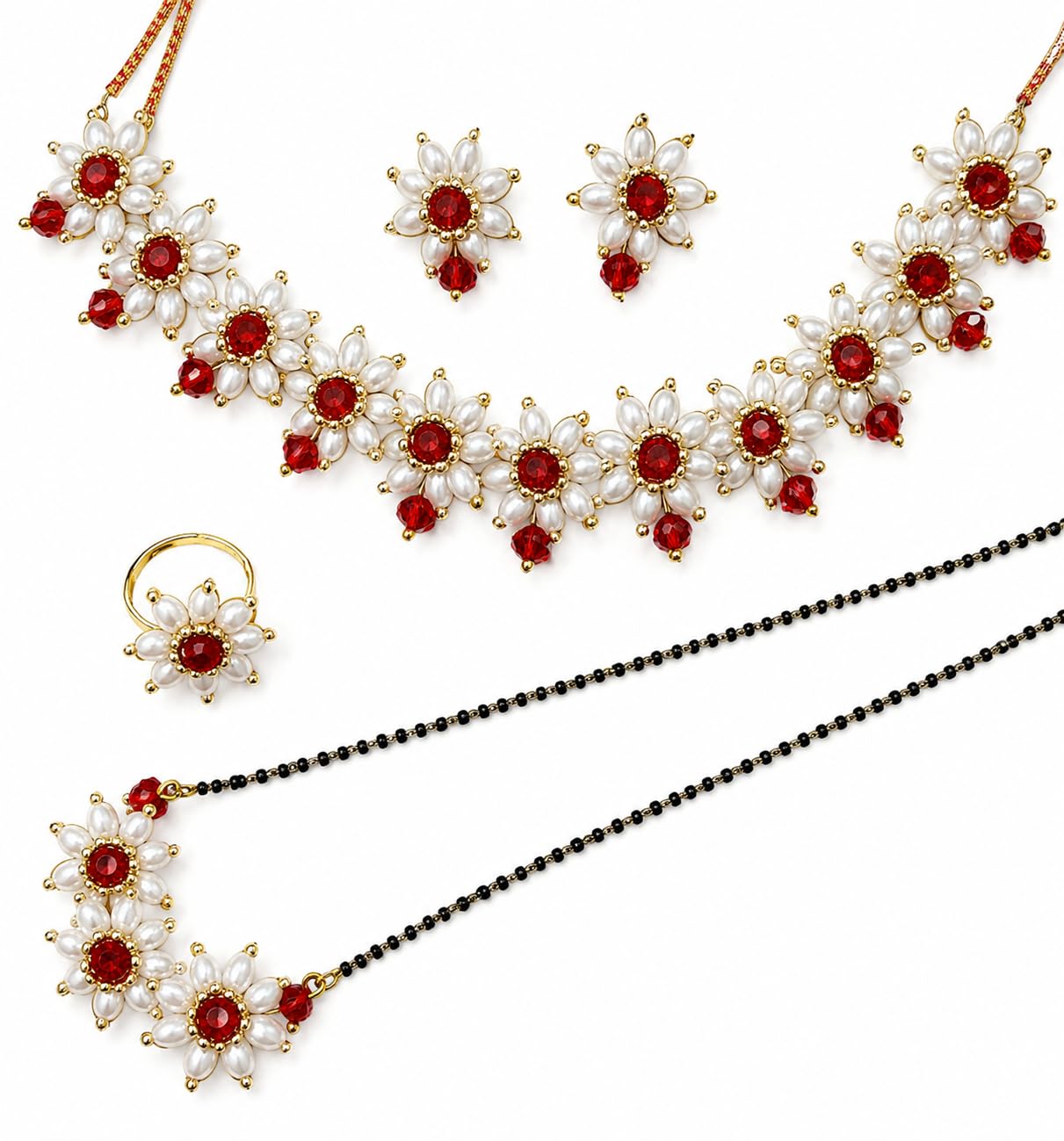 Parijat Choker Necklace Maharashtrian Jewellery Set-image-14