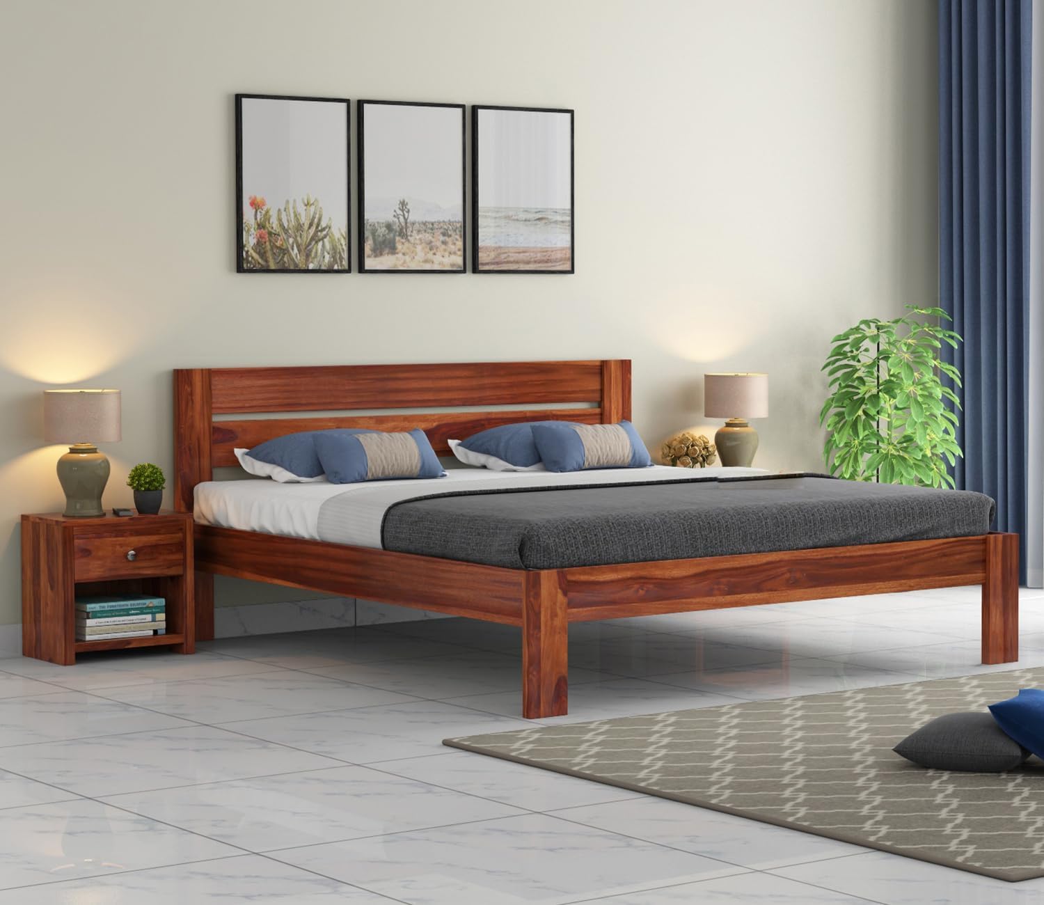 Ferrovilla Fossil King Size Sheesham Wood Bed for Bedroom with 2 Years Warranty-image-20