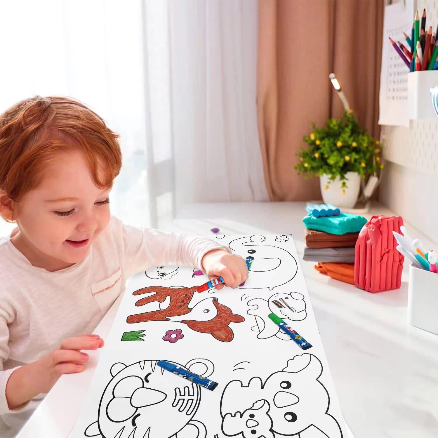 Rollos De Dibujo Para Niños AUNHOKE 2 Unidades 30x300 Cm - Papel Pintar Autoadhesivo Para Colorear Paredes Y Regalos