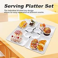 Vista 6 de 4 piezas de platos divididos para fiestas y platos de inmersión (7.28 x 7.28 pulgadas) bandejas de servir para entretener con soporte para salsa
