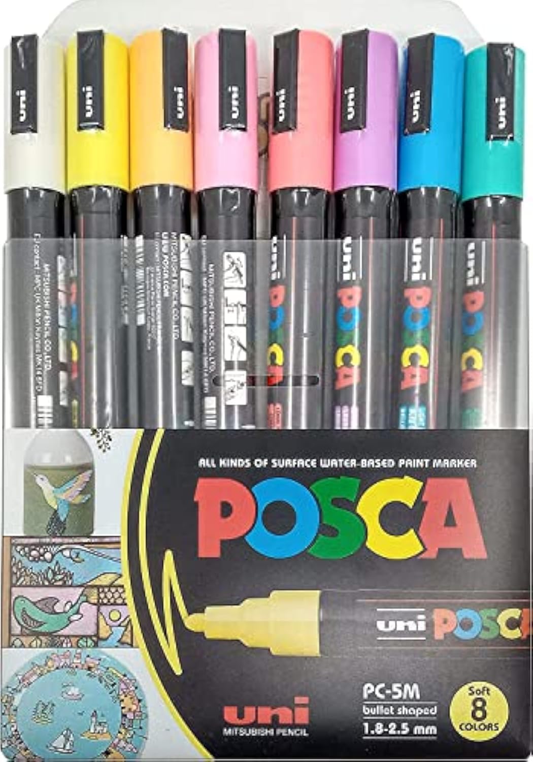 Posca Juego de marcadores de pintura de 8 colores suaves de punta media