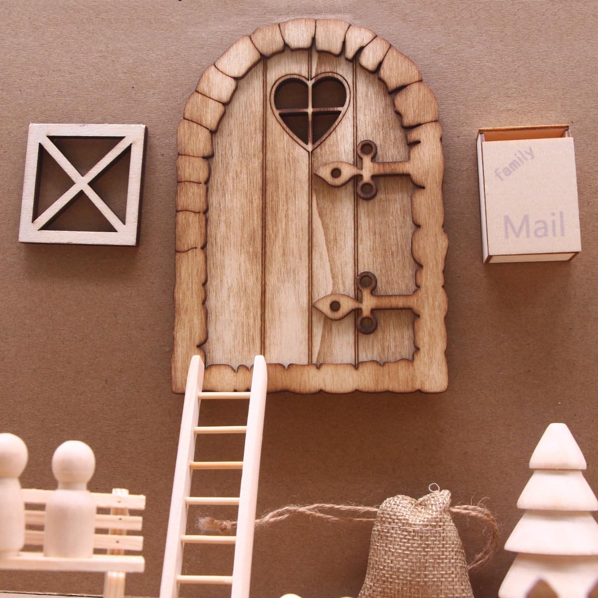 10 stuks kabouterdeur, kabouterdeur, accessoires, Kerstmis, miniatuur, kabouter, deur, Kerstmis, poppenhuis, accessoires, bevat miniatuur en miniatuurmeubels, kabouterhuis, kerstdecoratie, feeëndeur voor kinderen