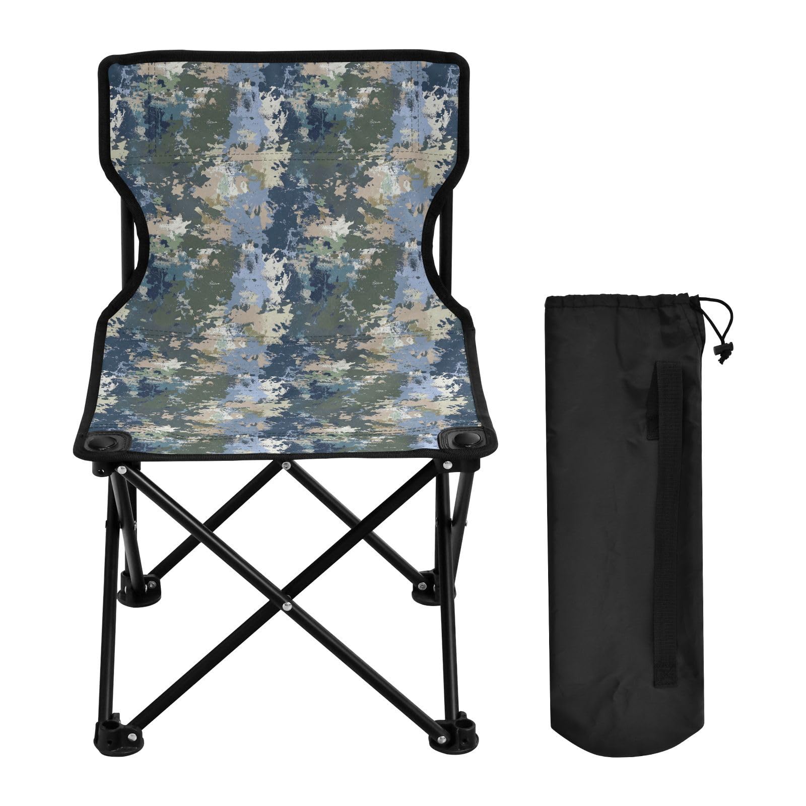 FRODOTGV Army Forestland Kamuflaż Niebieski Kamuflaż Składane Krzesła Kempingowe dla Dorosłych Lekkie Pakowalne Krzesło Do Przenoszenia W Zestawie Krzesło Wędkarstwo Lodowe
