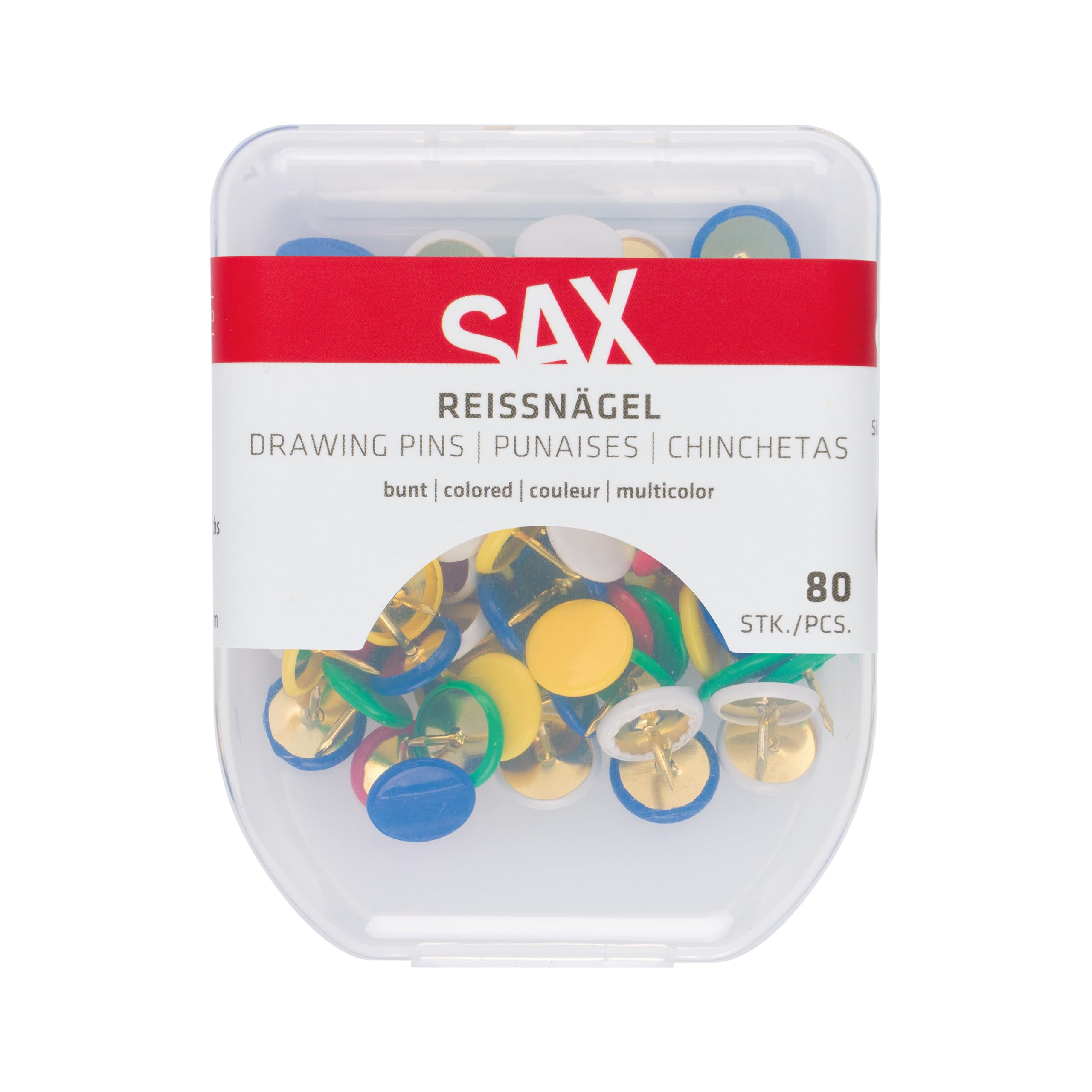 SAX Drawing Pins Pack of 80 Colourful