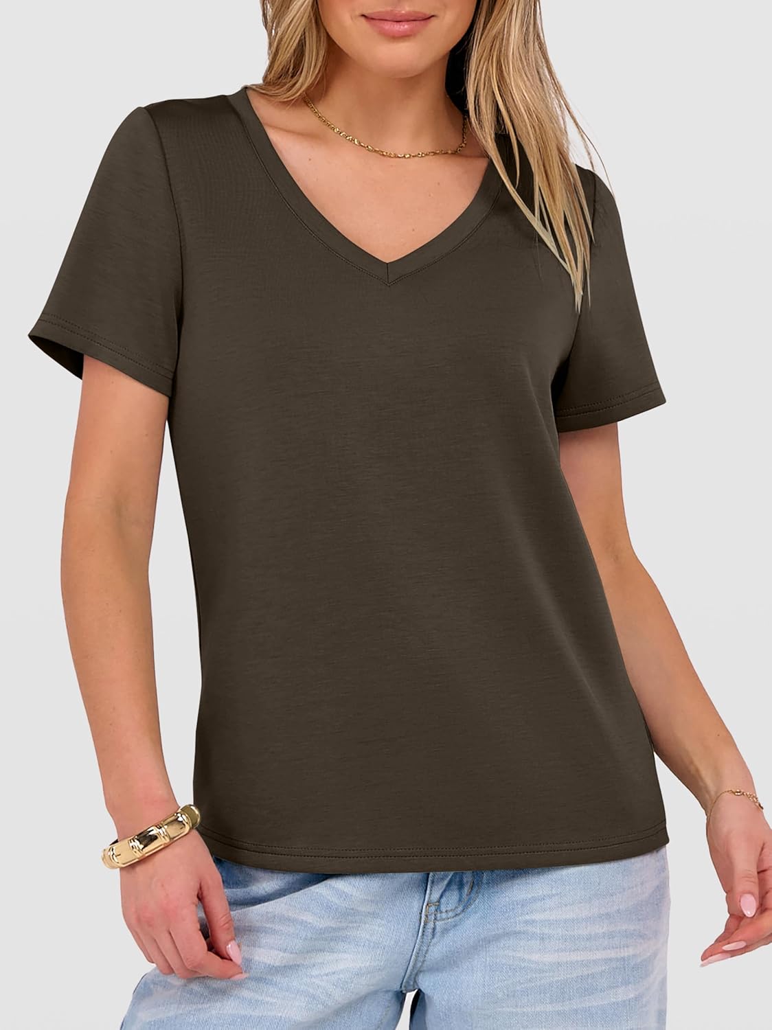 ANRABESS Womens Short Sleeve Tops Casual V Neck Wrinkle - Free Basic T Shirts Summer Cute Tee 2026 Spring Fashion Clothes - Image 3